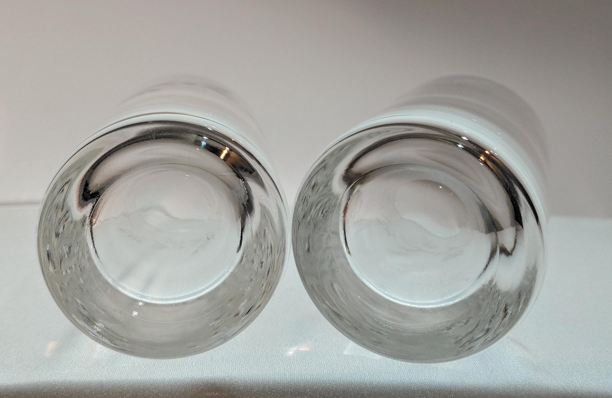 Vintage Javit Etched Leaf Tumblers Set of 3 MCM Acid Etched Glassware, view 7