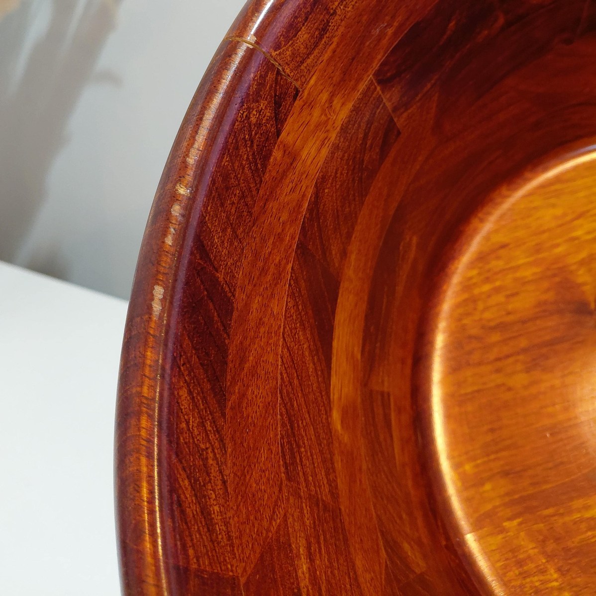 Vintage Pomerantz Rosewood Standing Bowl Set - MCM 34" Floor Pedestal Salad Server with hanging Fork and Spoon, view 13
