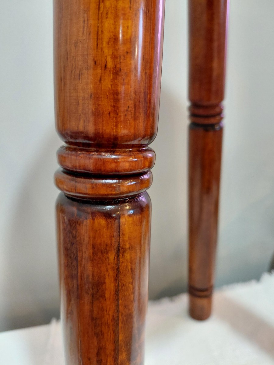 Vintage Pomerantz Rosewood Standing Bowl Set - MCM 34" Floor Pedestal Salad Server with hanging Fork and Spoon, view 9