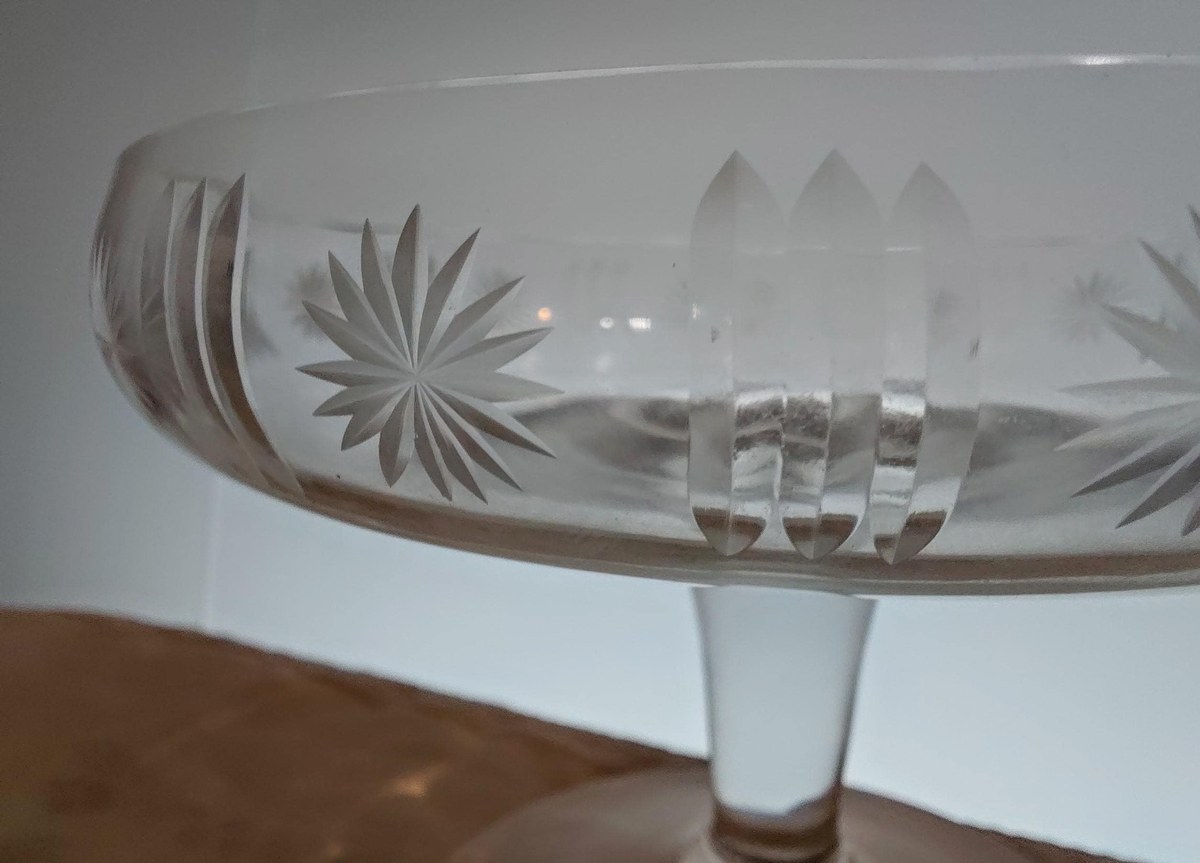 Antique Cut Crystal Compote Bowl, American Brilliant Style Crystal Pedestal Dish, Vintage Candy Dish, Elegant Crystal Centerpiece, view 10