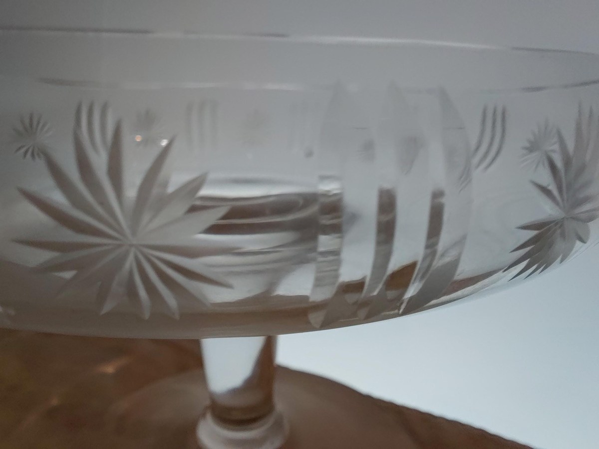 Antique Cut Crystal Compote Bowl, American Brilliant Style Crystal Pedestal Dish, Vintage Candy Dish, Elegant Crystal Centerpiece, view 11