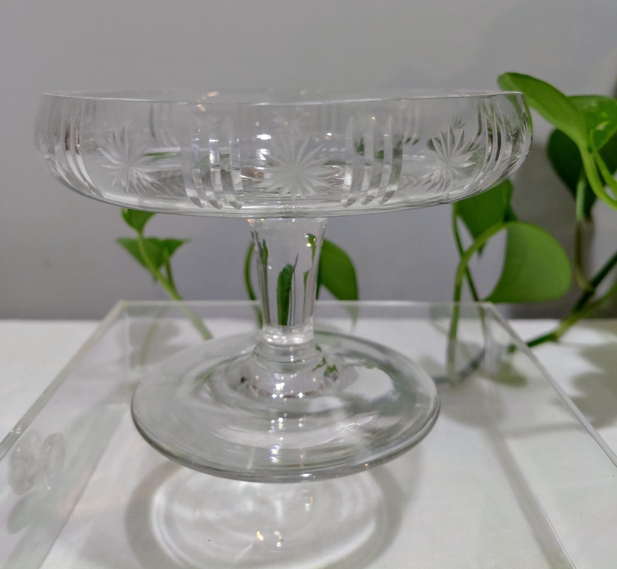 Antique Cut Crystal Compote Bowl, American Brilliant Style Crystal Pedestal Dish, Vintage Candy Dish, Elegant Crystal Centerpiece, view 20