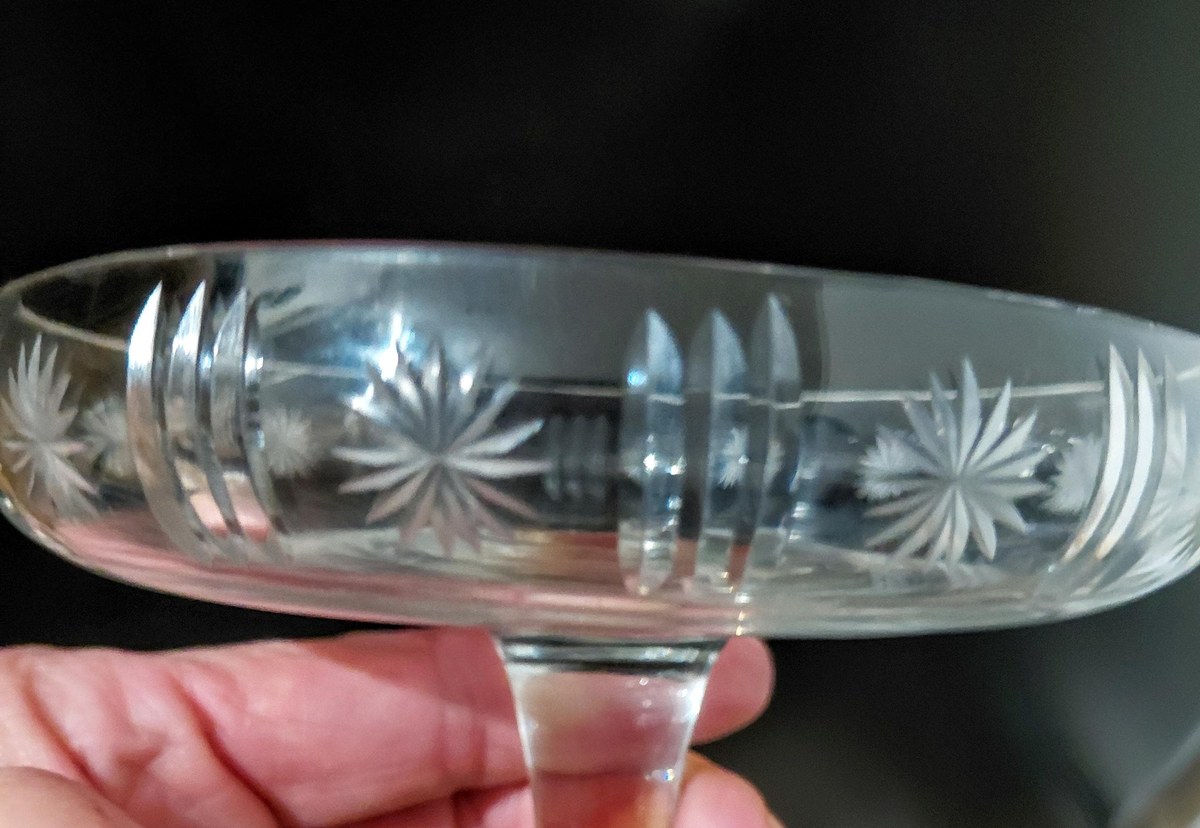 Antique Cut Crystal Compote Bowl, American Brilliant Style Crystal Pedestal Dish, Vintage Candy Dish, Elegant Crystal Centerpiece, view 8