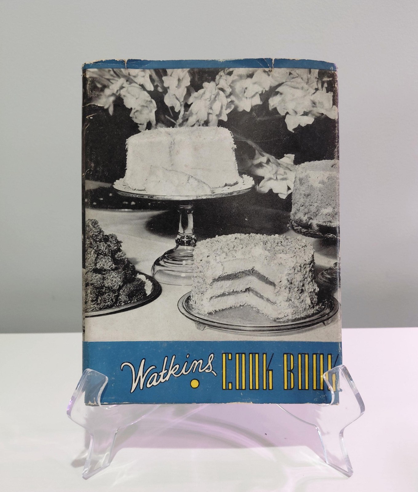 1938 Watkins Cook Book w/ Dust Jacket, Vintage Spiral Bound, Winona MN, Lays Flat