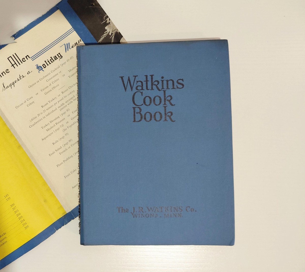 1938 Watkins Cook Book w/ Dust Jacket, Vintage Spiral Bound, Winona MN, Lays Flat, view 11