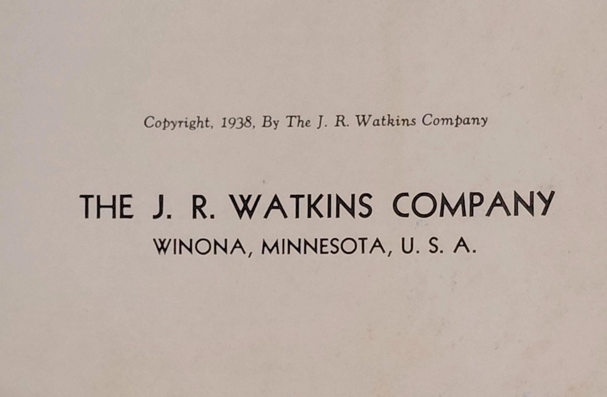 1938 Watkins Cook Book w/ Dust Jacket, Vintage Spiral Bound, Winona MN, Lays Flat, view 4