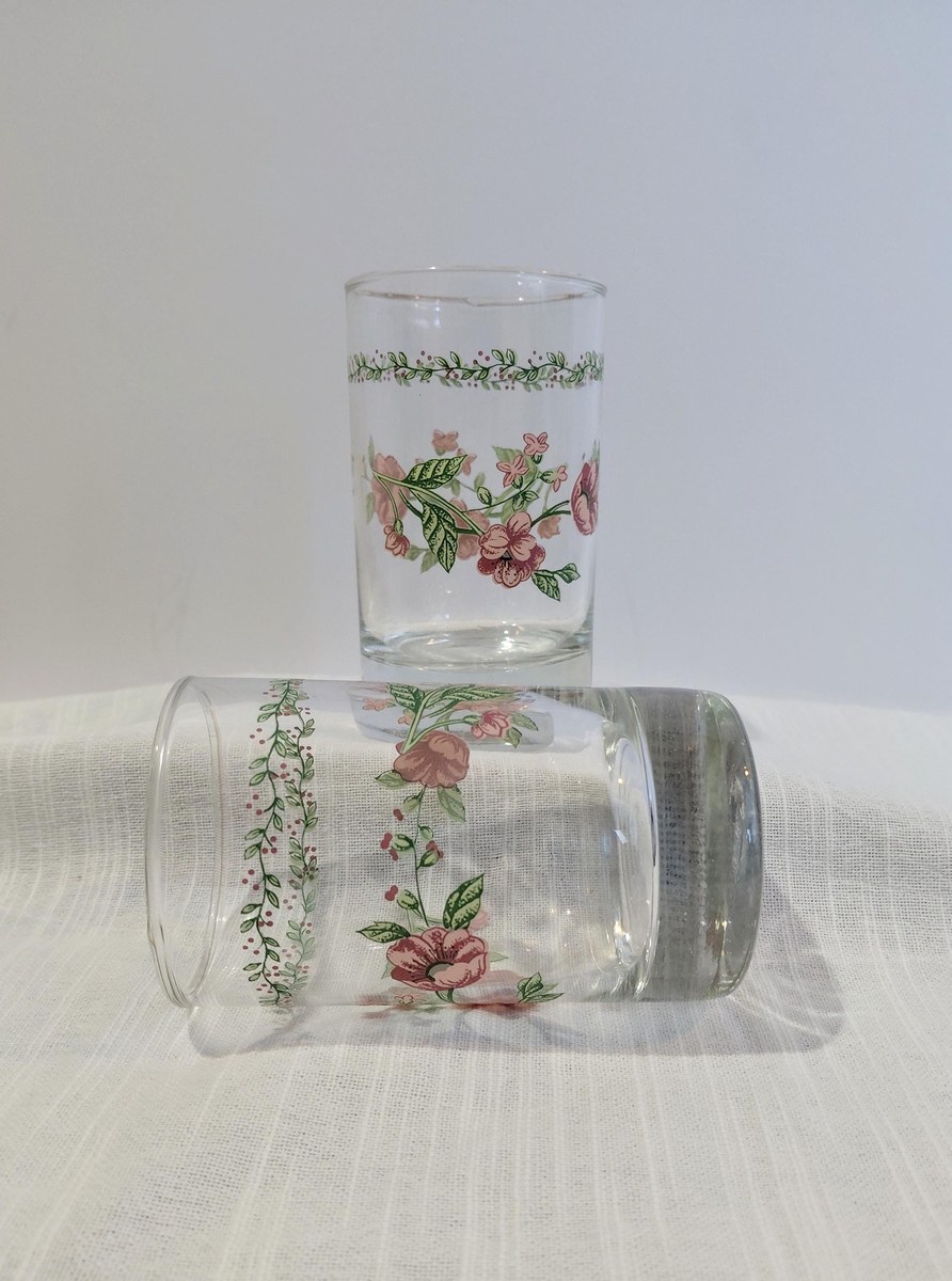 Farberware Clear Glass Tumblers Set of 2 8 oz Heavy Base Drinking Glasses 1990s, view 12