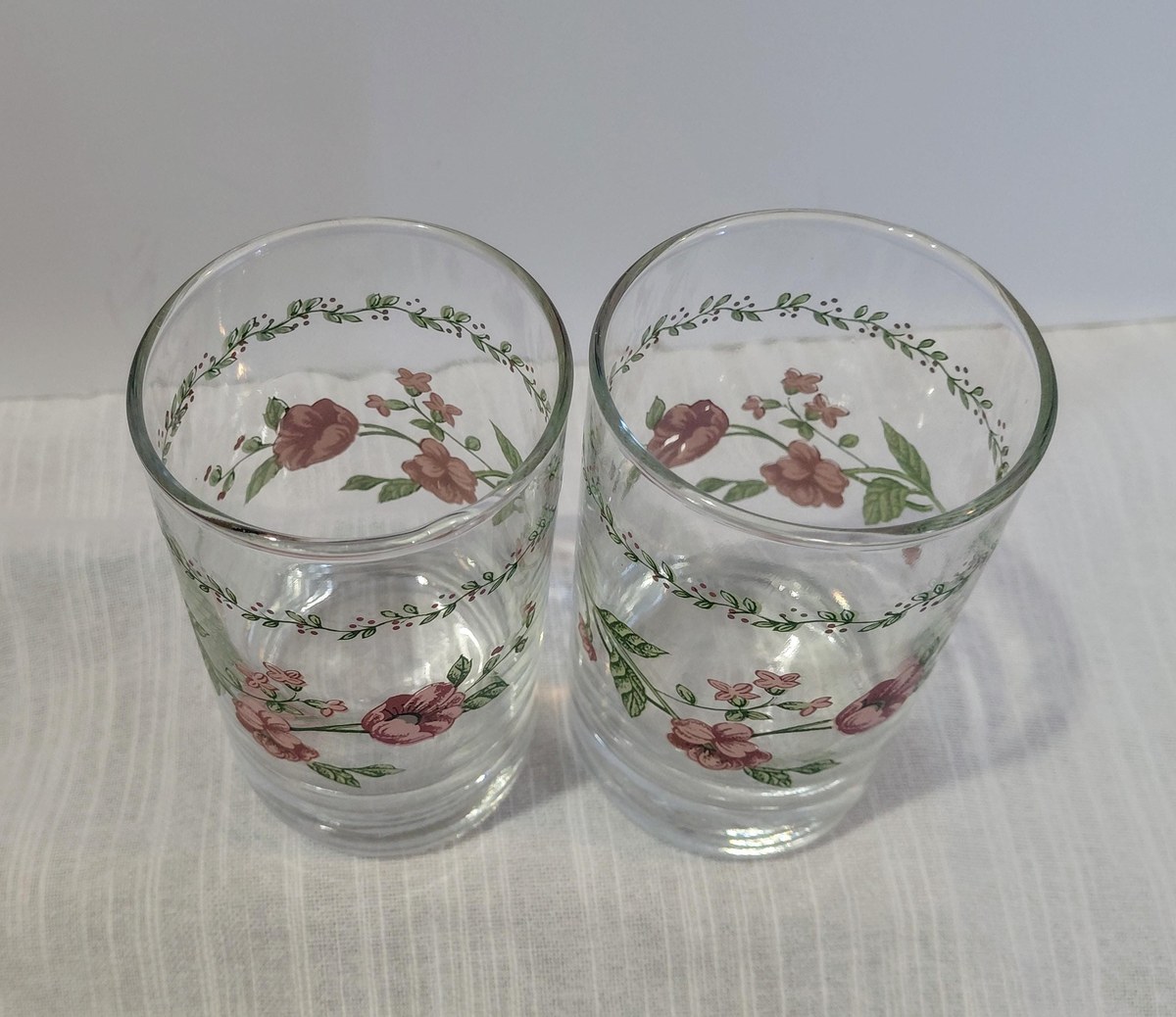 Farberware Clear Glass Tumblers Set of 2 8 oz Heavy Base Drinking Glasses 1990s, view 2
