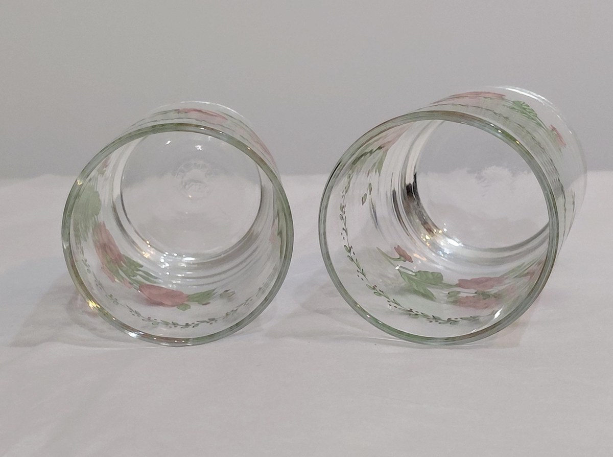 Farberware Clear Glass Tumblers Set of 2 8 oz Heavy Base Drinking Glasses 1990s, view 3