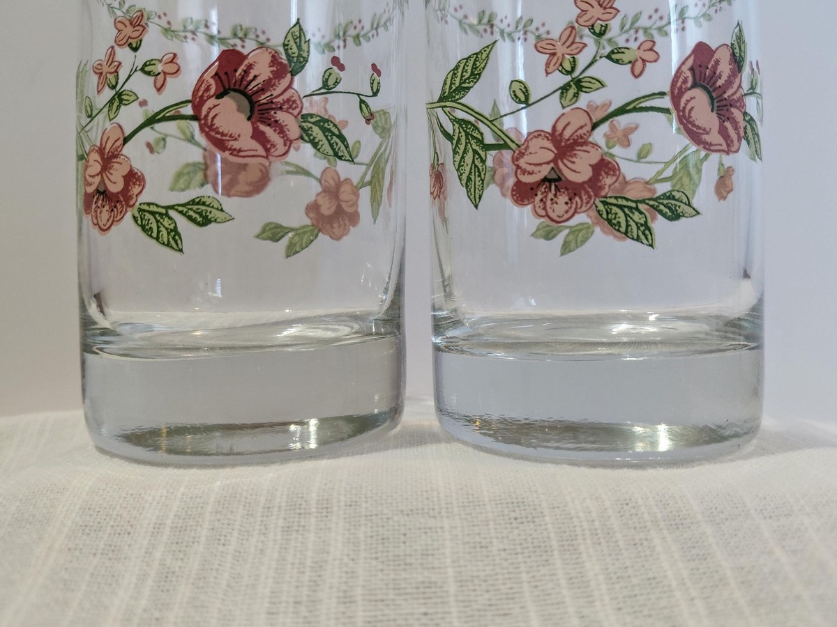 Farberware Clear Glass Tumblers Set of 2 8 oz Heavy Base Drinking Glasses 1990s, view 4