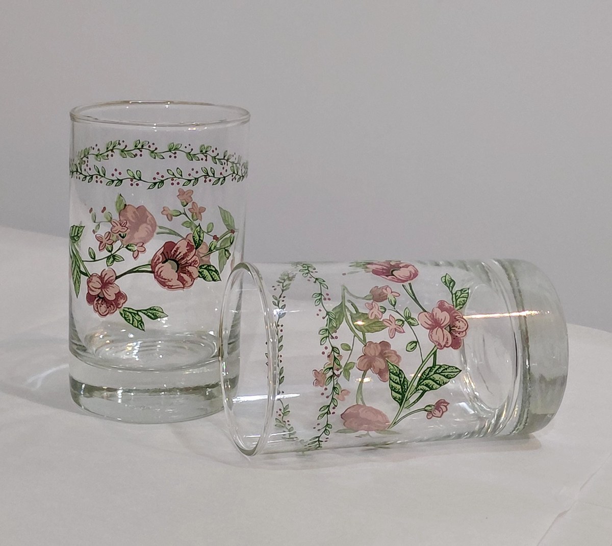 Farberware Clear Glass Tumblers Set of 2 8 oz Heavy Base Drinking Glasses 1990s, view 9