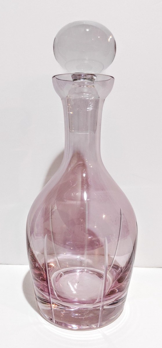 Vintage Bohemian Amethyst Glass Decanter Hand Blown Purple Art Glass Crystal Decanter with Stopper European Barware Decor, view 17