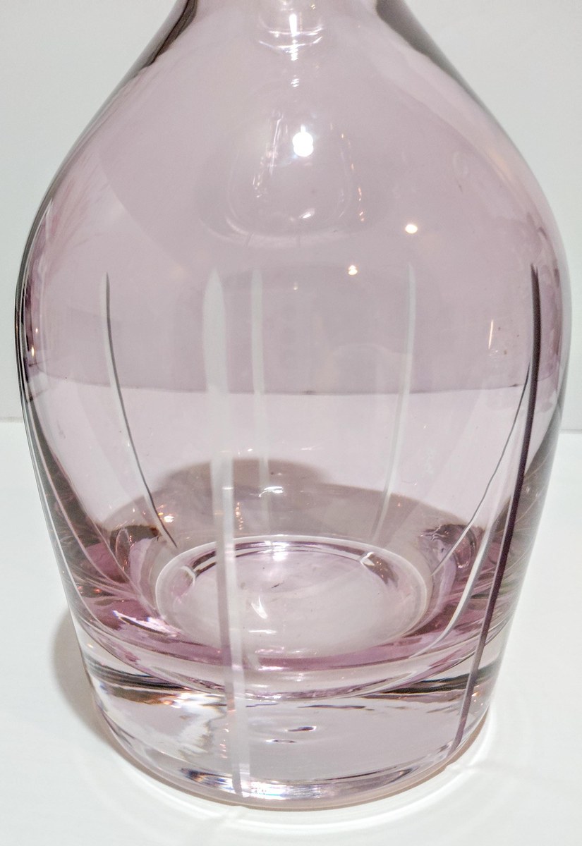 Vintage Bohemian Amethyst Glass Decanter Hand Blown Purple Art Glass Crystal Decanter with Stopper European Barware Decor, view 3