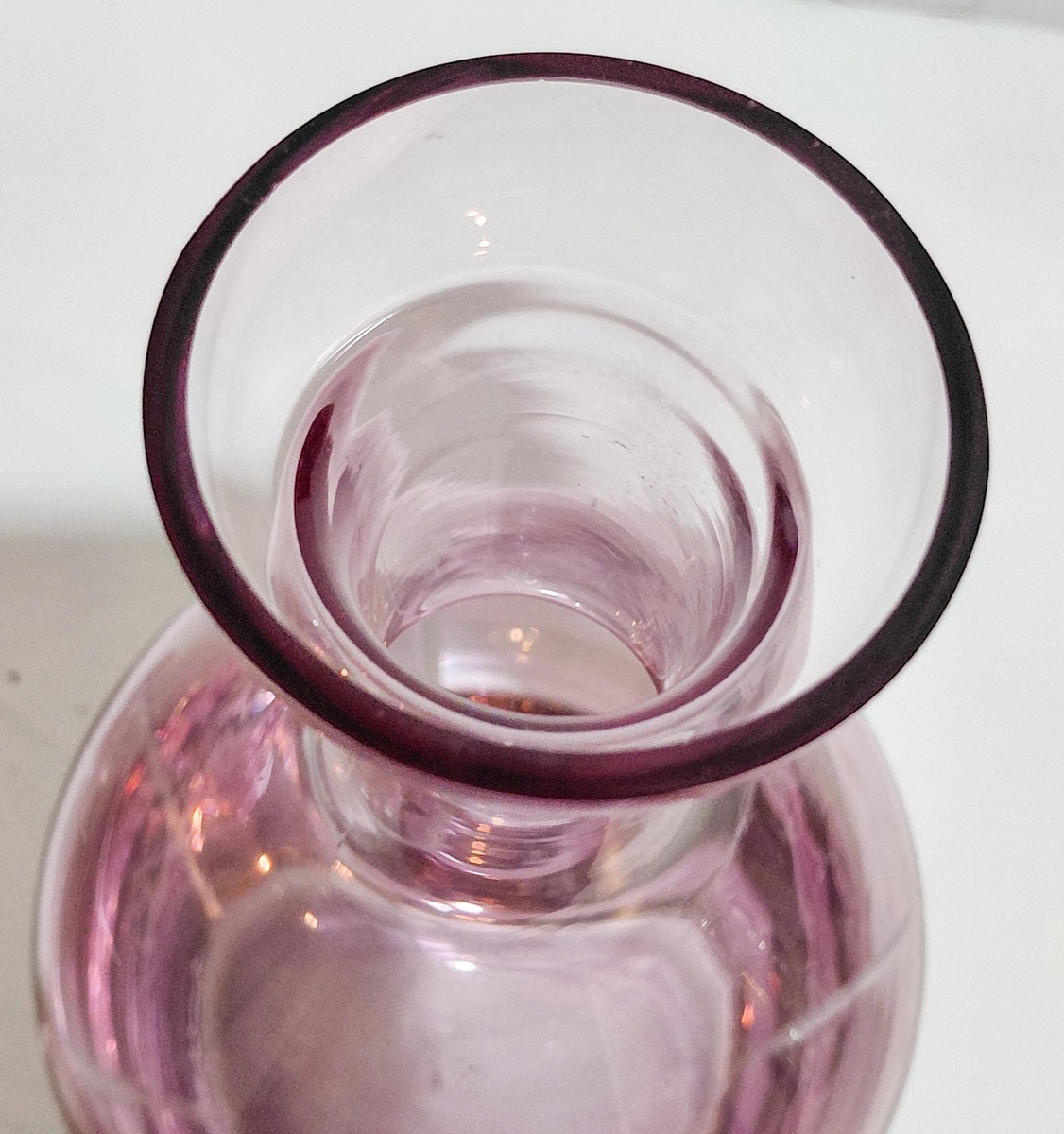 Vintage Bohemian Amethyst Glass Decanter Hand Blown Purple Art Glass Crystal Decanter with Stopper European Barware Decor, view 7