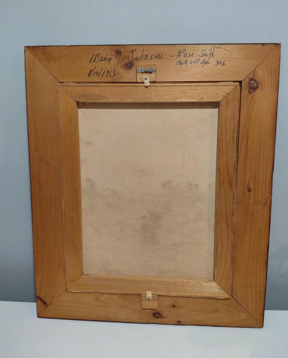Antique 1913 Hand Painted Landscape Painting Original Framed Folk Art Signed Gift, view 4