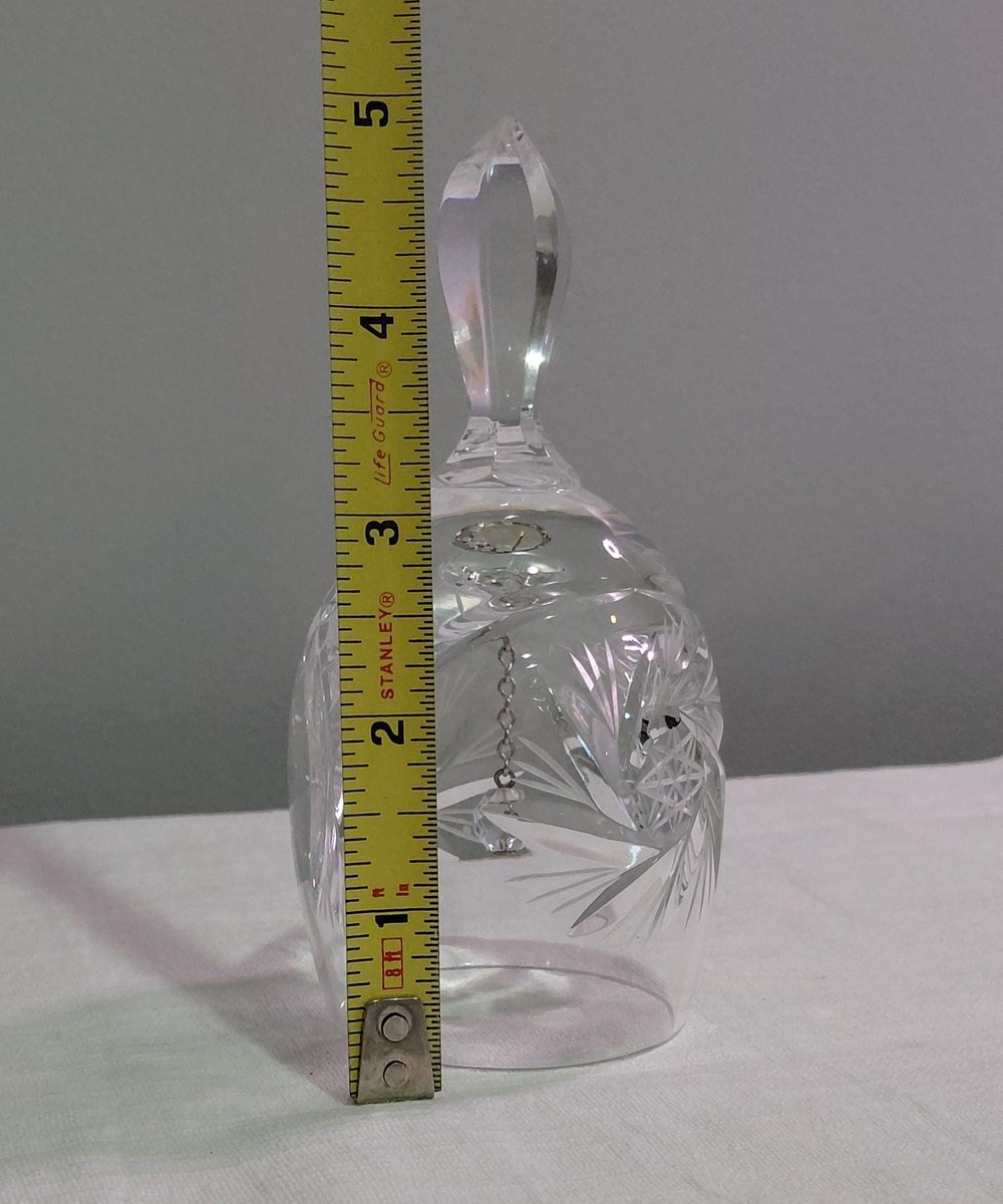 Vintage Hand Cut Lead Crystal Dinner Bell, Crystal Hand Bell, Cut Glass Bell, West Germany Crystal, Collectible Crystal Decor, view 10