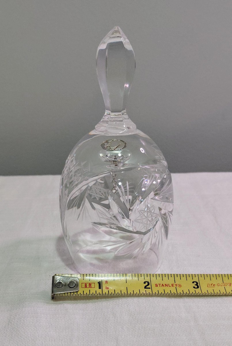 Vintage Hand Cut Lead Crystal Dinner Bell, Crystal Hand Bell, Cut Glass Bell, West Germany Crystal, Collectible Crystal Decor, view 11
