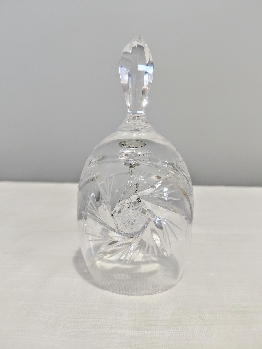 Vintage Hand Cut Lead Crystal Dinner Bell, Crystal Hand Bell, Cut Glass Bell, West Germany Crystal, Collectible Crystal Decor, view 15