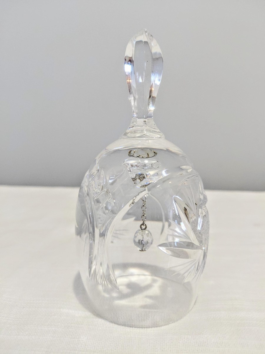 Vintage Hand Cut Lead Crystal Dinner Bell, Crystal Hand Bell, Cut Glass Bell, West Germany Crystal, Collectible Crystal Decor, view 17
