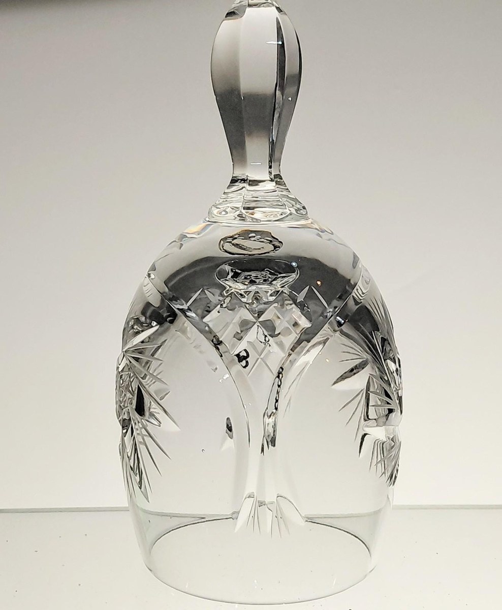 Vintage Hand Cut Lead Crystal Dinner Bell, Crystal Hand Bell, Cut Glass Bell, West Germany Crystal, Collectible Crystal Decor, view 4