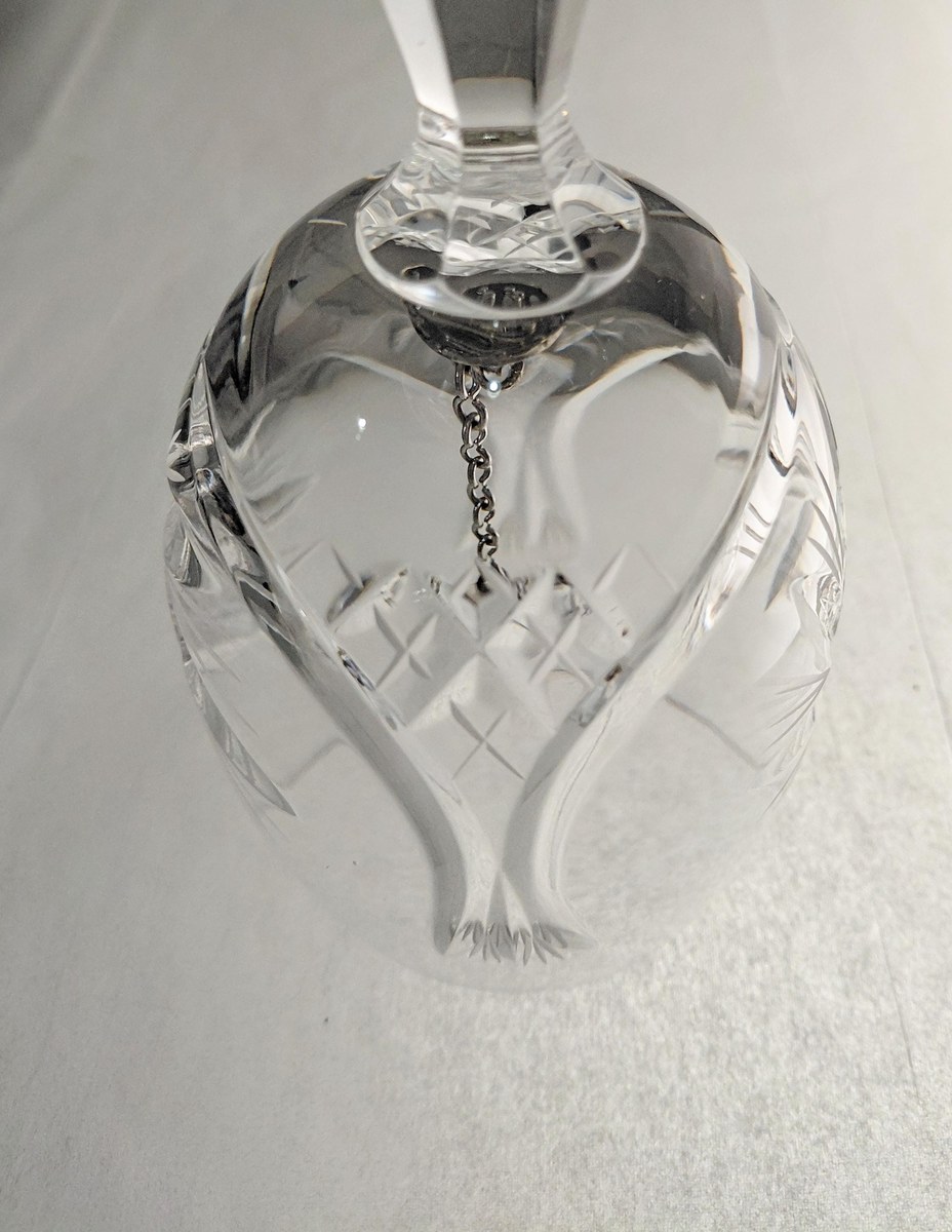 Vintage Hand Cut Lead Crystal Dinner Bell, Crystal Hand Bell, Cut Glass Bell, West Germany Crystal, Collectible Crystal Decor, view 9