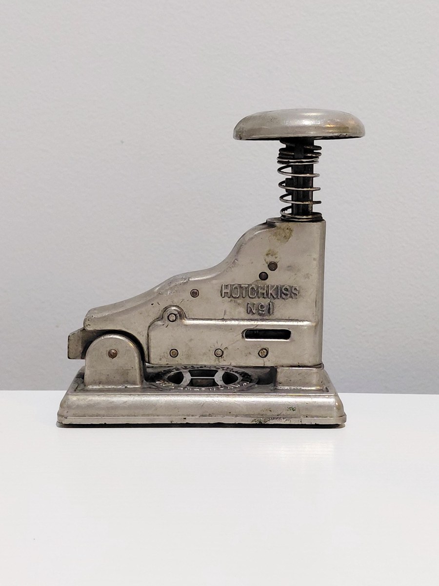 Antique Hotchkiss No 1 Stapler 1925 Patent Industrial Office Tool Vintage Desk Accessory Paper Fastener Collectible, view 2