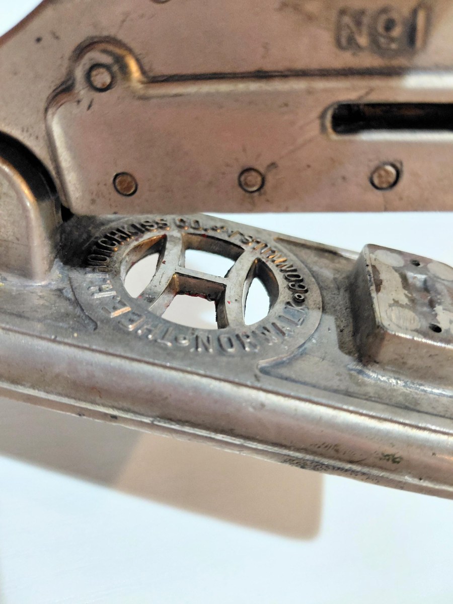 Antique Hotchkiss No 1 Stapler 1925 Patent Industrial Office Tool Vintage Desk Accessory Paper Fastener Collectible, view 6