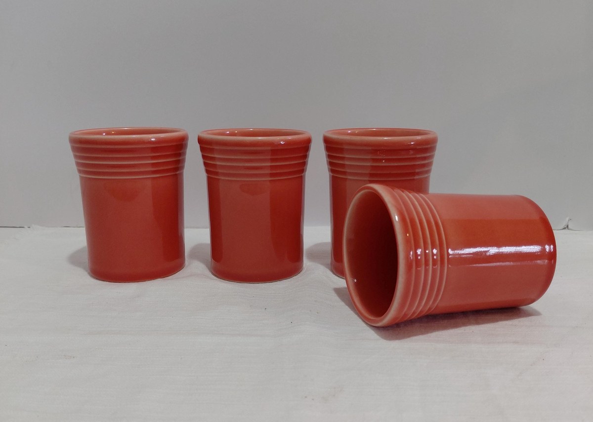 Fiesta Persimmon 60th Anniversary Tumblers Set of 4 1996 Homer Laughlin USA, view 12