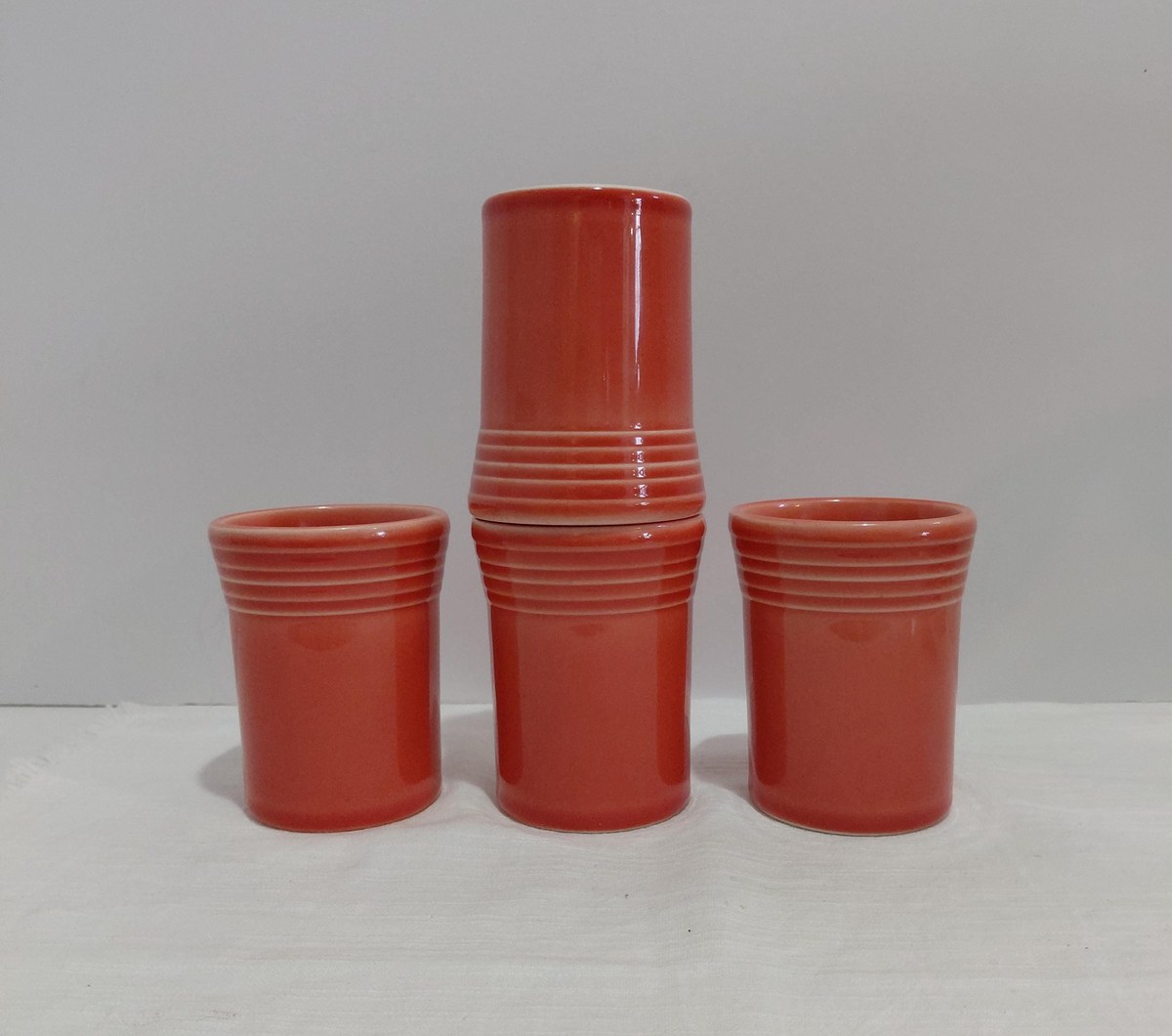 Fiesta Persimmon 60th Anniversary Tumblers Set of 4 1996 Homer Laughlin USA, view 13