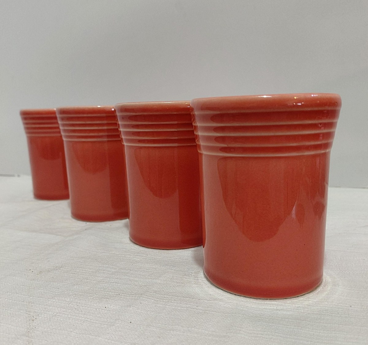 Fiesta Persimmon 60th Anniversary Tumblers Set of 4 1996 Homer Laughlin USA, view 4