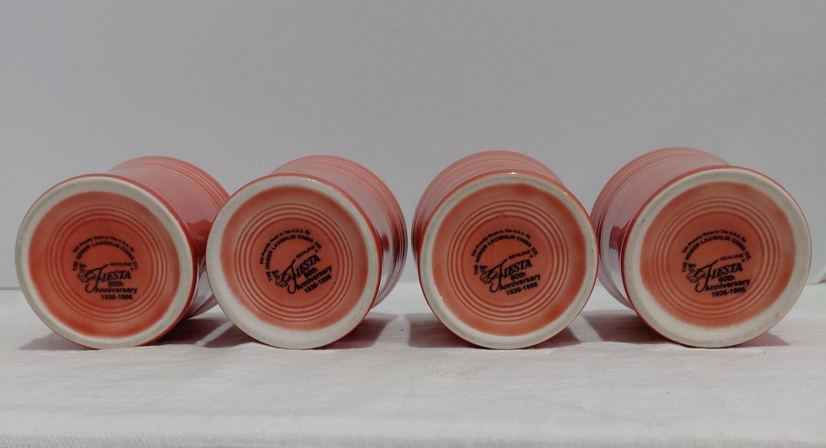 Fiesta Persimmon 60th Anniversary Tumblers Set of 4 1996 Homer Laughlin USA, view 7