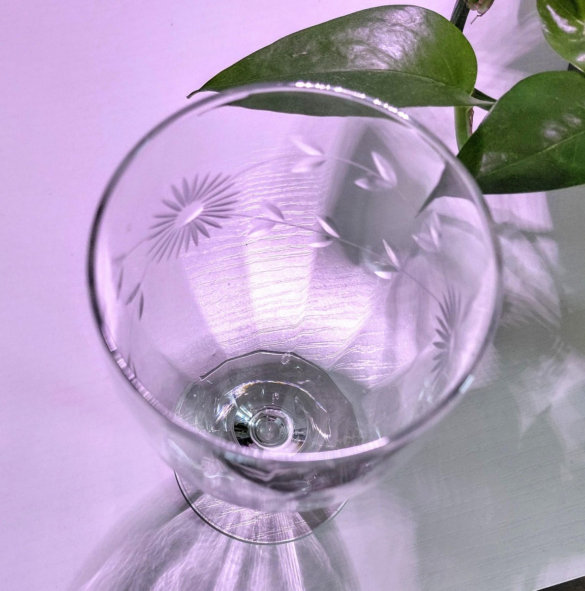 Vintage Bohemian Lead Crystal Wine Goblets Set of 5, view 12