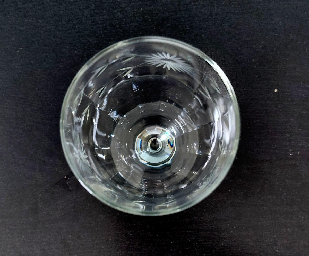 Vintage Bohemian Lead Crystal Wine Goblets Set of 5, view 13