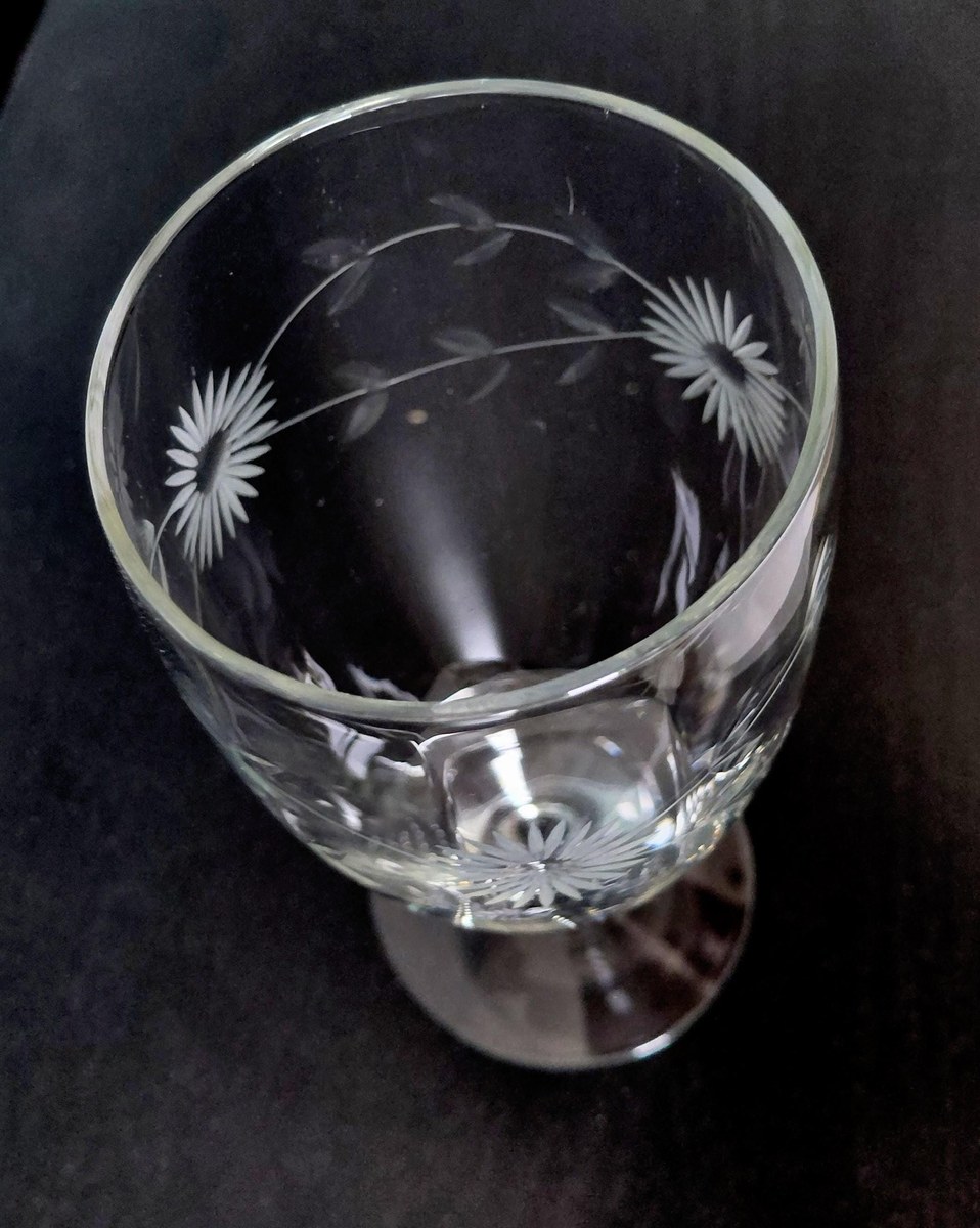 Vintage Bohemian Lead Crystal Wine Goblets Set of 5, view 16