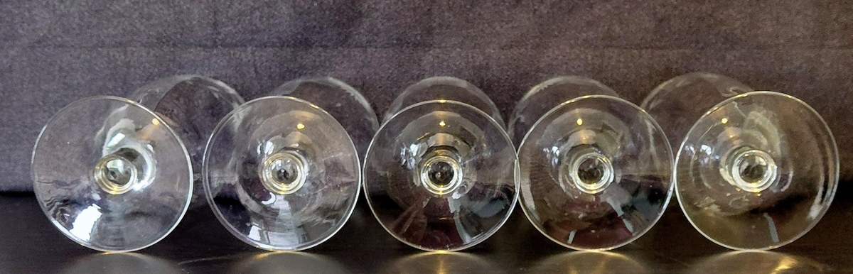 Vintage Bohemian Lead Crystal Wine Goblets Set of 5, view 19