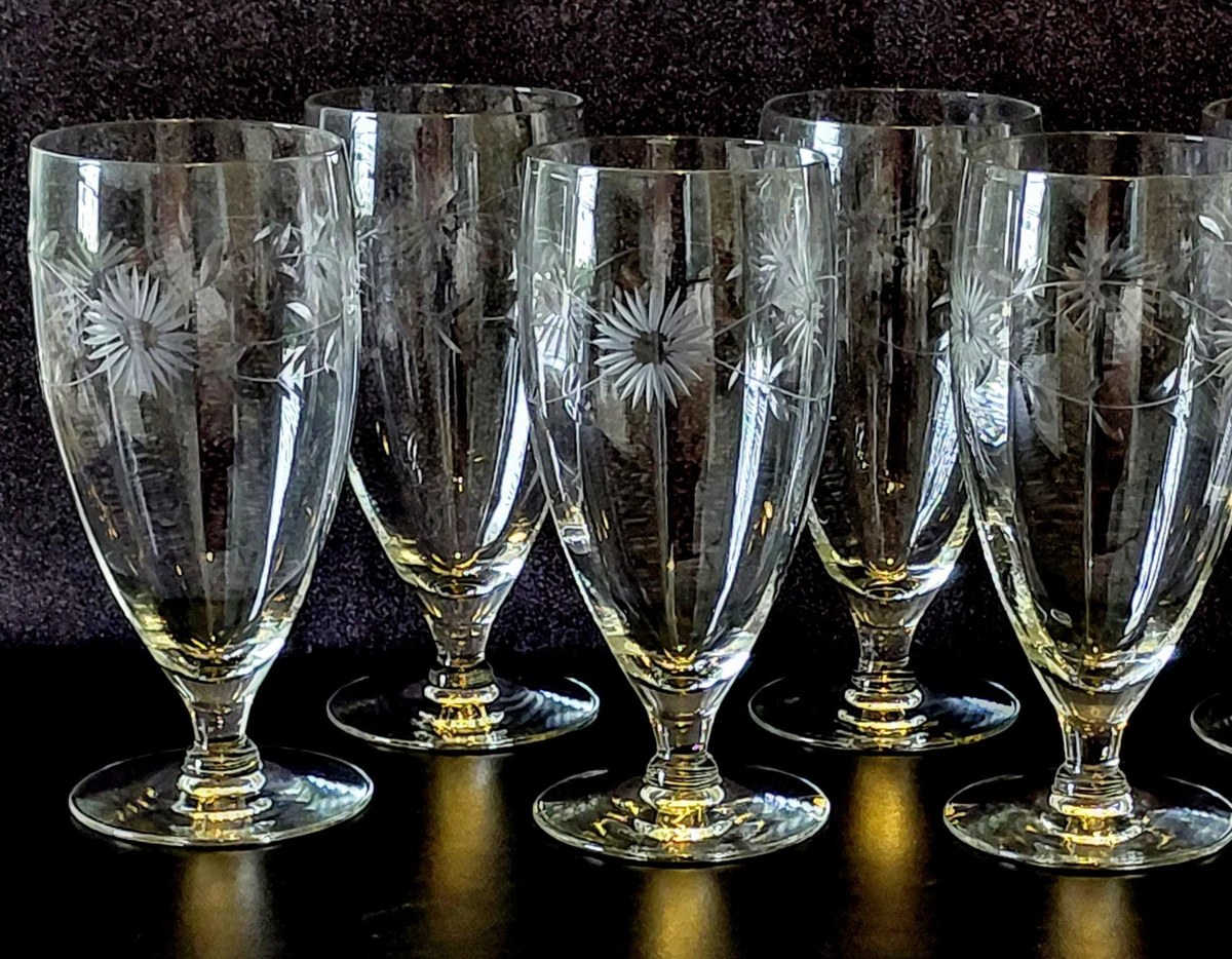 Vintage Bohemian Lead Crystal Wine Goblets Set of 5, view 2