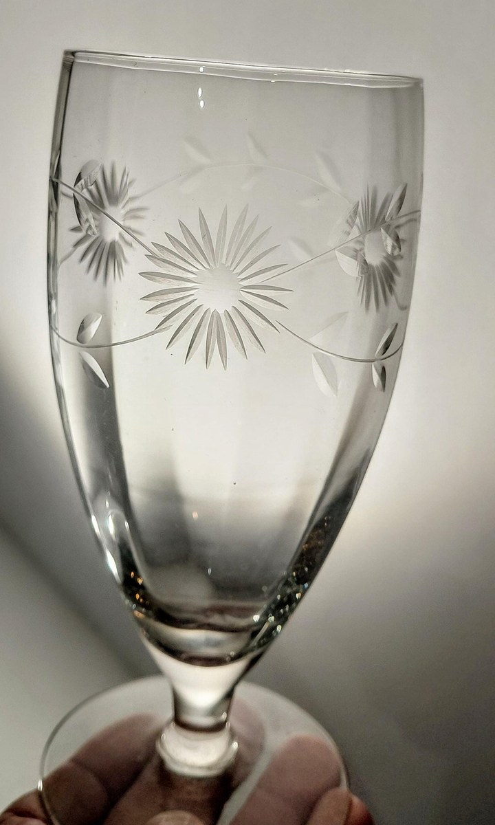Vintage Bohemian Lead Crystal Wine Goblets Set of 5, view 20