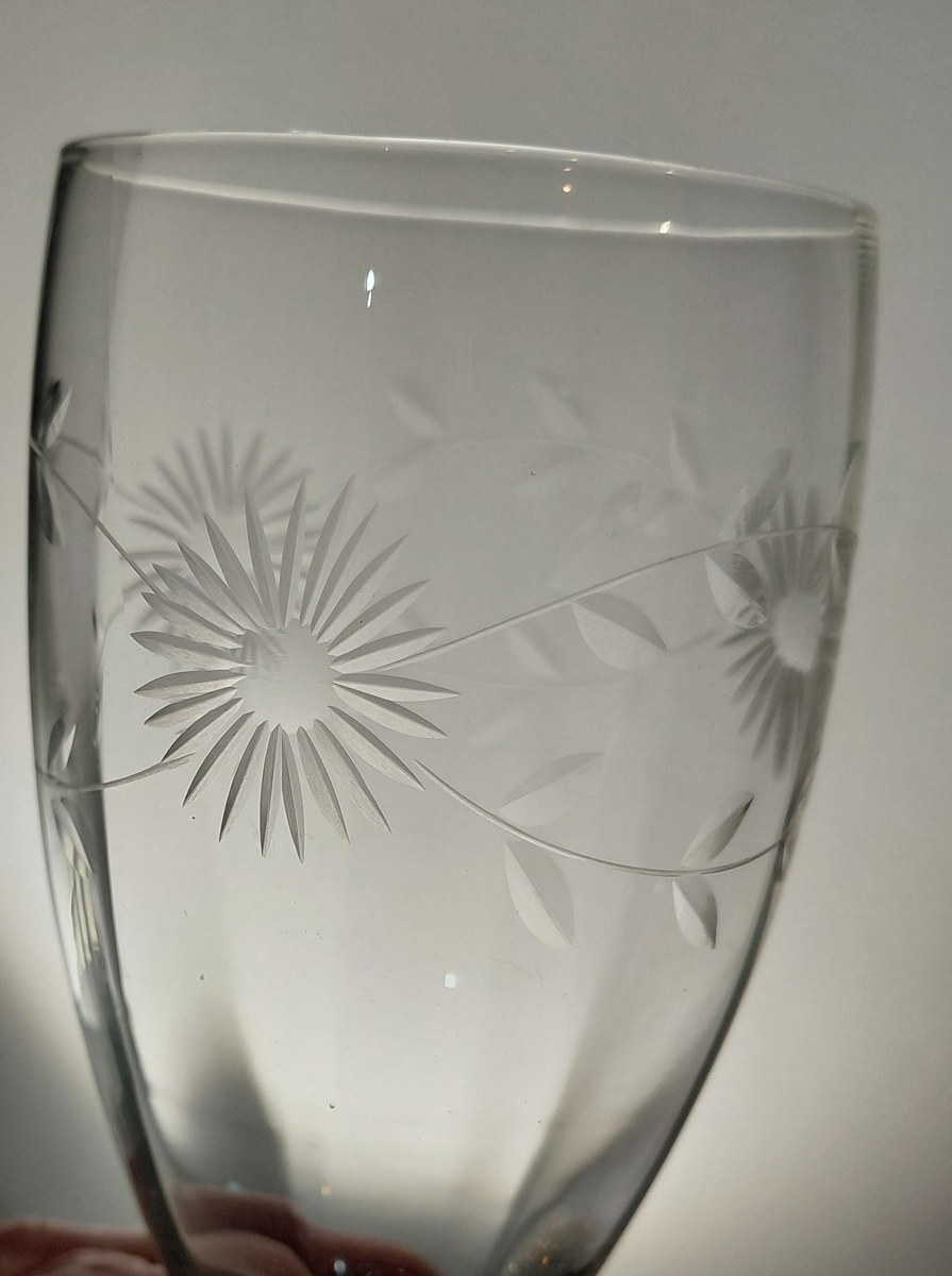 Vintage Bohemian Lead Crystal Wine Goblets Set of 5, view 4