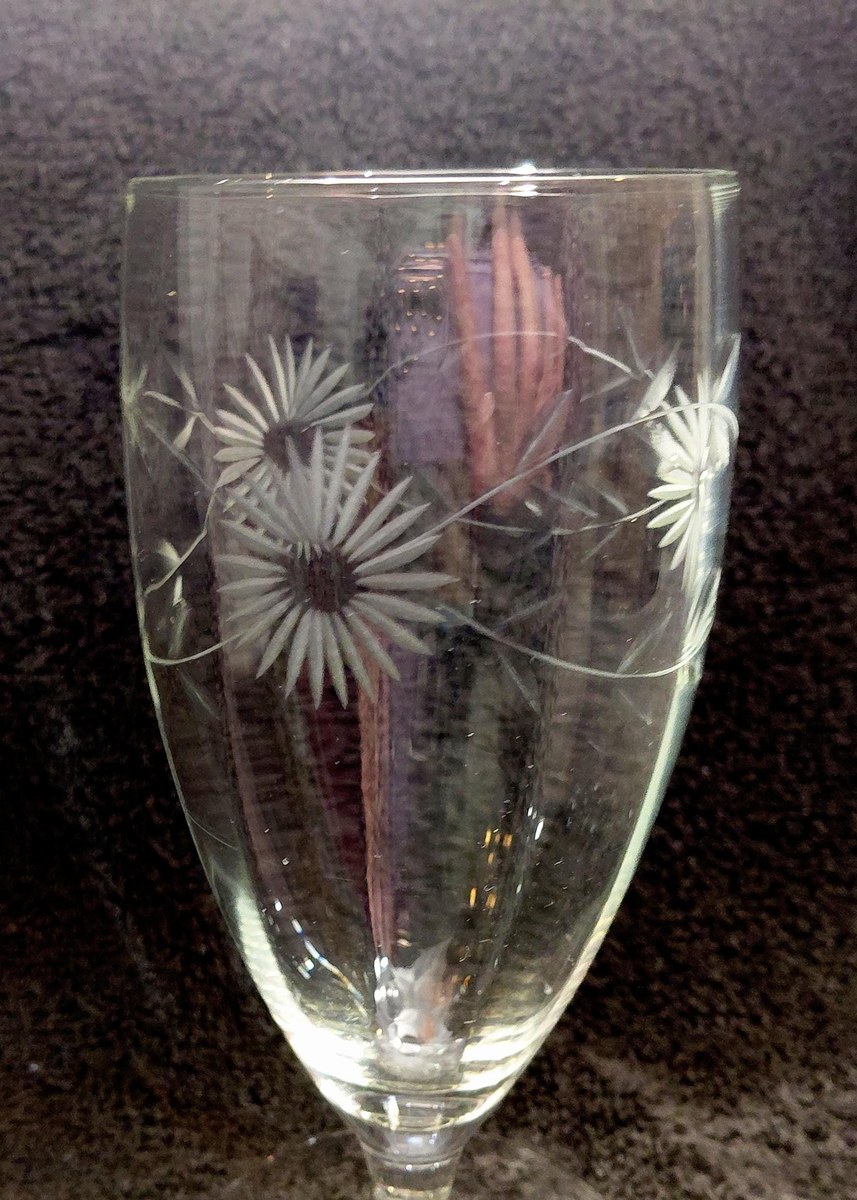 Vintage Bohemian Lead Crystal Wine Goblets Set of 5, view 5