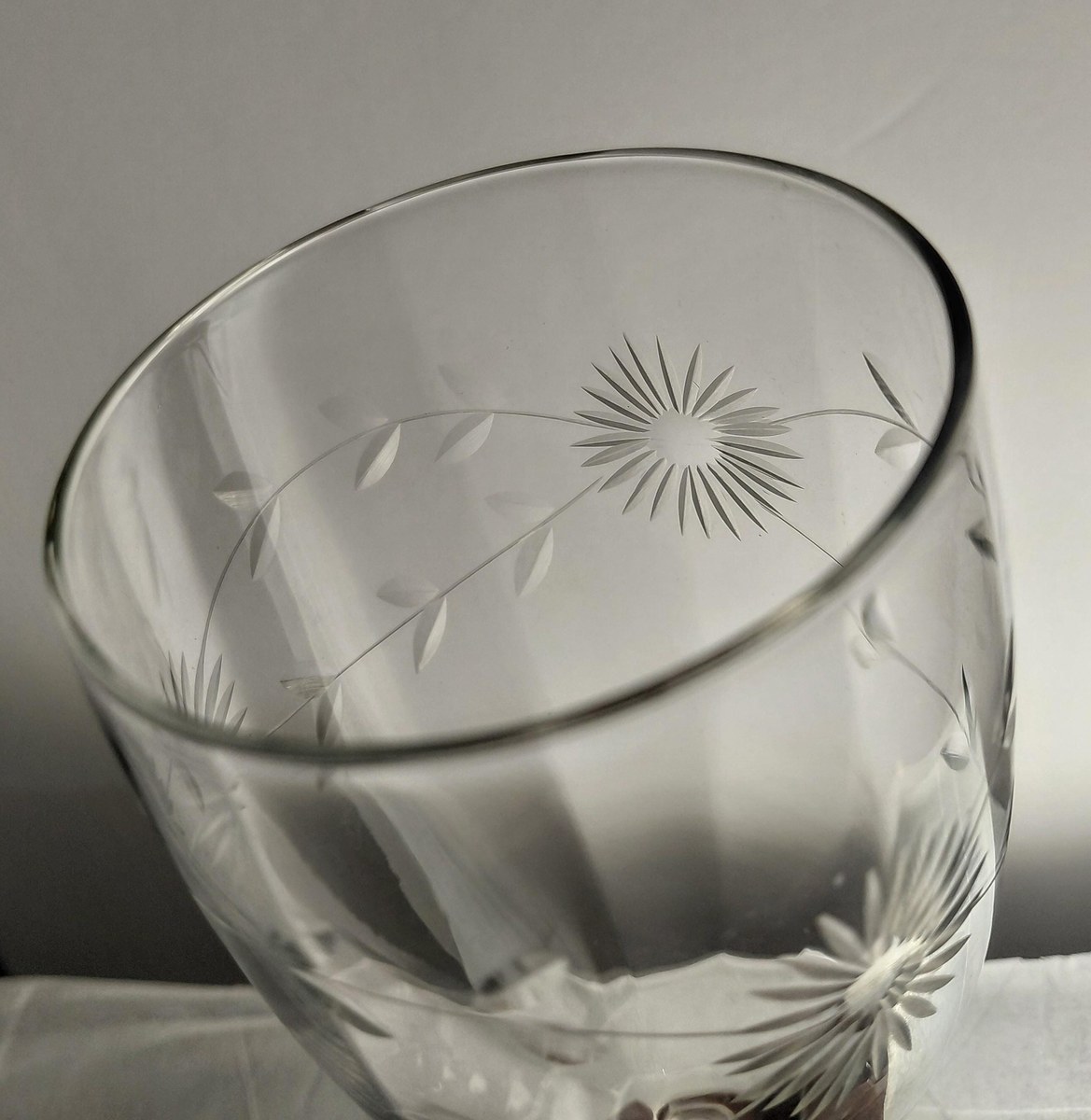 Vintage Bohemian Lead Crystal Wine Goblets Set of 5, view 7
