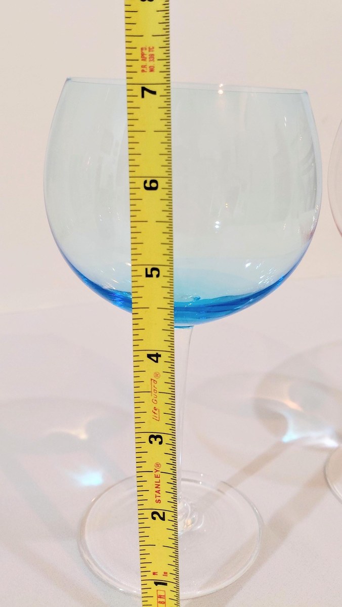 Blown Crystal Balloon Wine Glasses Pink Blue Accent Set of 2, view 12