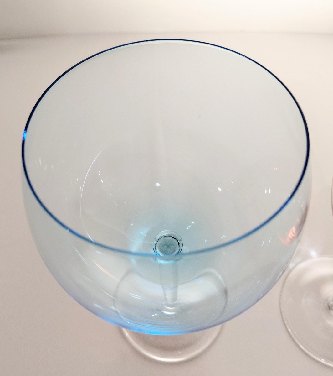 Blown Crystal Balloon Wine Glasses Pink Blue Accent Set of 2, view 16