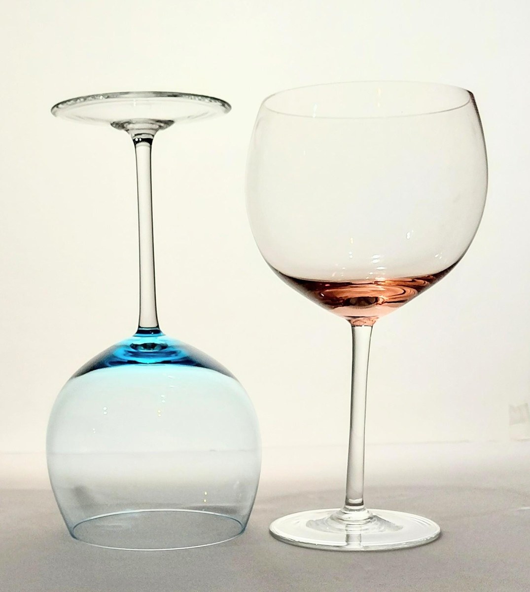 Blown Crystal Balloon Wine Glasses Pink Blue Accent Set of 2, view 19