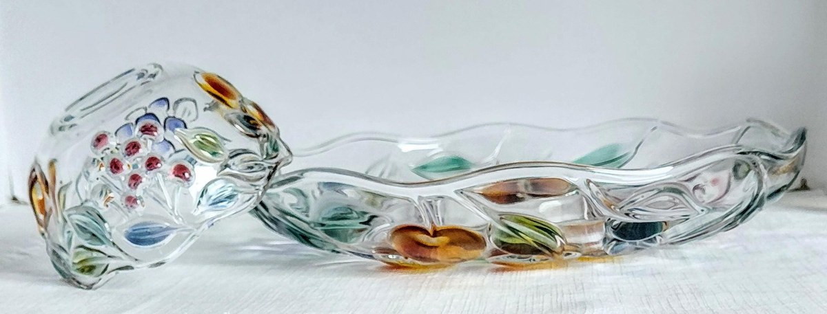 Mikasa Garden Harvest Chip and Dip Set Hand Painted Fruit Glass Serving Platter, view 10