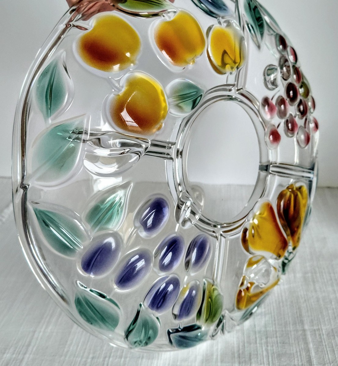 Mikasa Garden Harvest Chip and Dip Set Hand Painted Fruit Glass Serving Platter, view 11