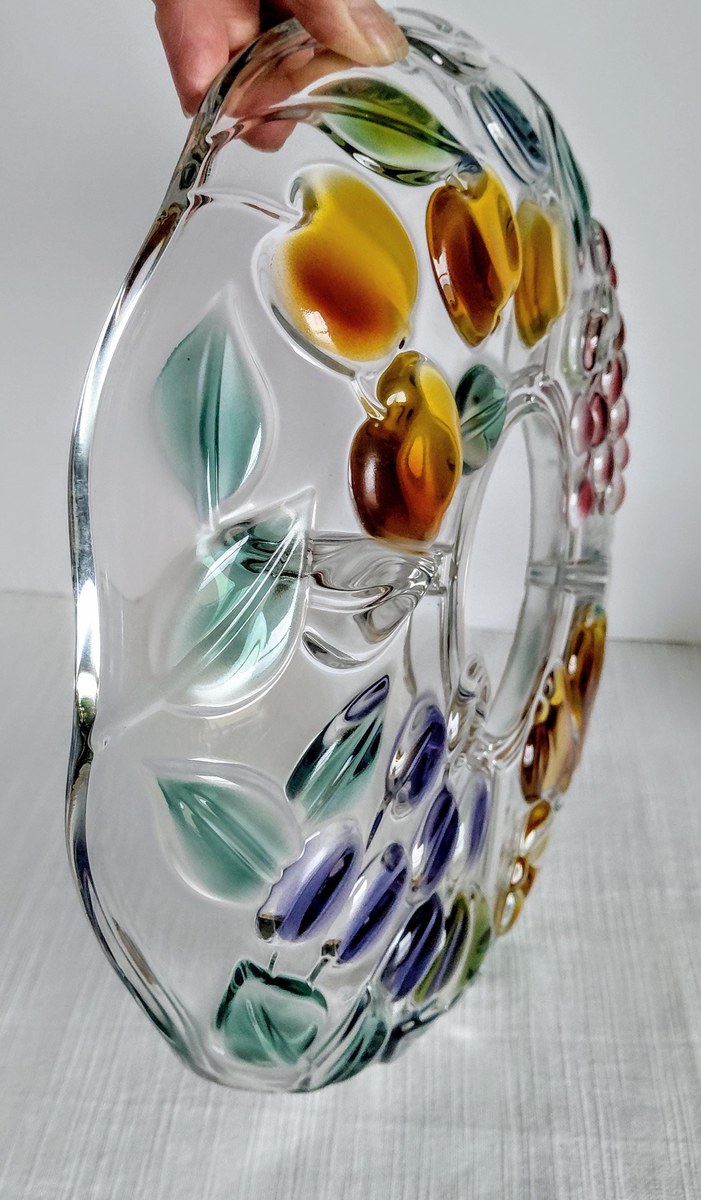 Mikasa Garden Harvest Chip and Dip Set Hand Painted Fruit Glass Serving Platter, view 12