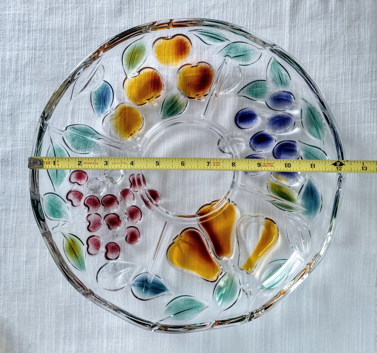 Mikasa Garden Harvest Chip and Dip Set Hand Painted Fruit Glass Serving Platter, view 15