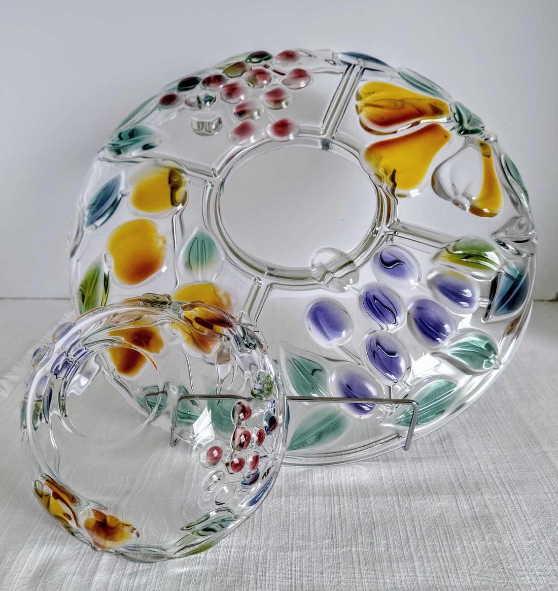 Mikasa Garden Harvest Chip and Dip Set Hand Painted Fruit Glass Serving Platter, view 20