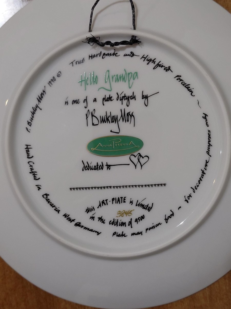 P Buckley Moss Collector Plates Set Hello Grandma Hello Grandpa Anna Perenna Bavaria West Germany Limited Edition Grandparent Wall Decor, view 19