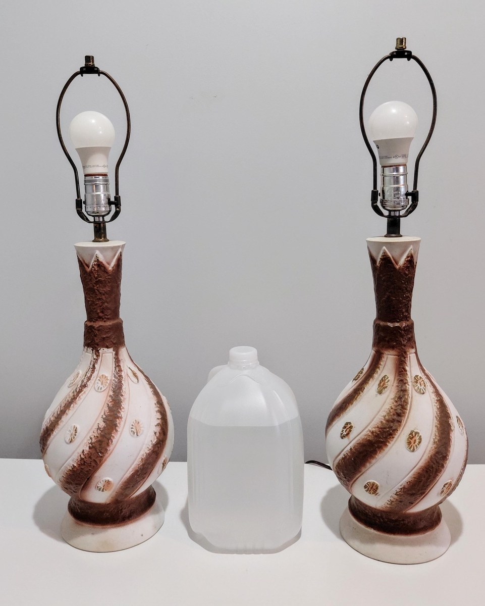 Vintage Drip Glaze Ceramic Table Lamps Pair, Mid Century Modern Earth Tone Lighting, 1970s MCM Bedside Lamps, Retro Ambient Decor, view 13